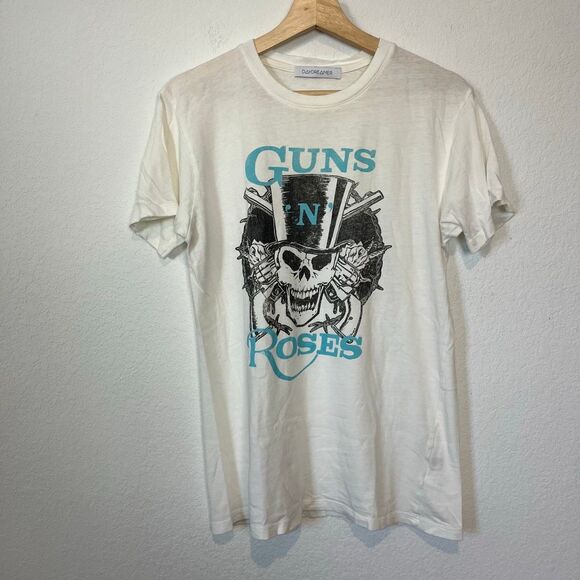 Daydreamer Guns N Roses White Graphic Short Sleeve T-Shirt Women's Size Medium - Picture 2 of 6